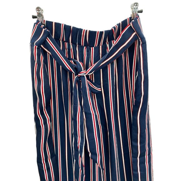 Suzanne Betro Weekend Blue Red White Stripe Tie Belt Pants 1X New NWT Flowy Wide - Picture 2 of 9